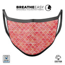 Red-Orange Watercolor Quatrefoil - Made in USA Mouth Cover Unisex Anti-Dust Cotton Blend Reusable & Washable Face Mask with Adjustable Sizing for Adult or Child