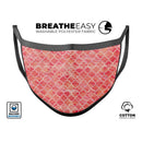 Red-Orange Watercolor Quatrefoil - Made in USA Mouth Cover Unisex Anti-Dust Cotton Blend Reusable & Washable Face Mask with Adjustable Sizing for Adult or Child