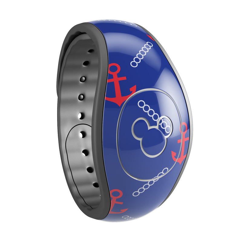 Red & Blue Seamless Anchor Pattern - Decal Skin Wrap Kit for the Disney Magic Band