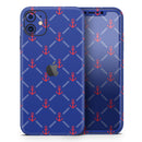 Red & Blue Seamless Anchor Pattern - Protective Skin Wrap & Decal – Compatible with iPhone SE to iPhone 17 Pro Max (All Models)