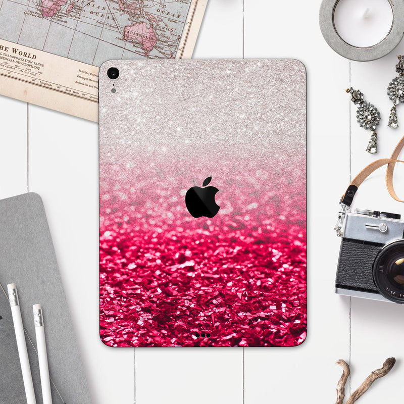 Red & Silver Glimmer Fade - Full Body Skin Decal for the Apple iPad Pro 12.9", 11", 10.5", 9.7", Air or Mini (All Models Available)