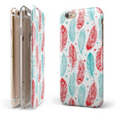 Red & Blue Feather Pattern iPhone 6/6s or 6/6s Plus 2-Piece Hybrid INK-Fuzed Case