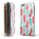 Red & Blue Feather Pattern iPhone 6/6s or 6/6s Plus 2-Piece Hybrid INK-Fuzed Case