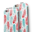 Red & Blue Feather Pattern iPhone 6/6s or 6/6s Plus 2-Piece Hybrid INK-Fuzed Case
