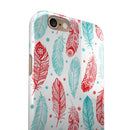 Red & Blue Feather Pattern iPhone 6/6s or 6/6s Plus 2-Piece Hybrid INK-Fuzed Case