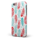 Red & Blue Feather Pattern iPhone 6/6s or 6/6s Plus 2-Piece Hybrid INK-Fuzed Case