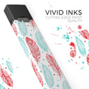 Red & Blue Feather Pattern - Premium Decal Protective Skin-Wrap Sticker compatible with the Juul Labs vaping device