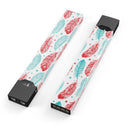 Red & Blue Feather Pattern - Premium Decal Protective Skin-Wrap Sticker compatible with the Juul Labs vaping device