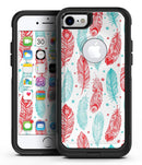 Red and White Floral Damask Pattern - iPhone 7 or 7 Plus Commuter Case Skin Kit