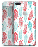 Red & Blue Feather Pattern - Skin-kit for the iPhone 8 or 8 Plus