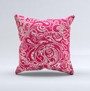 Red Floral Paisley Pattern Ink-Fuzed Decorative Throw Pillow