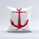 Red Glossy Anchor ink-Fuzed Decorative Throw Pillow