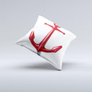 Red Glossy Anchor ink-Fuzed Decorative Throw Pillow