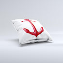 Red Glossy Anchor ink-Fuzed Decorative Throw Pillow