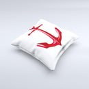 Red Glossy Anchor ink-Fuzed Decorative Throw Pillow