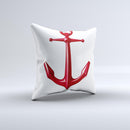 Red Glossy Anchor ink-Fuzed Decorative Throw Pillow