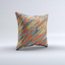 Red Green and Black Abstract Traditional Camouflage ink-Fuzed Decorative Throw Pillow