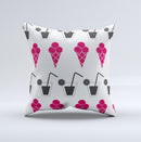 Red Icecream and Drink Icon Collage ink-Fuzed Decorative Throw Pillow