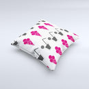 Red Icecream and Drink Icon Collage ink-Fuzed Decorative Throw Pillow