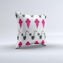 Red Icecream and Drink Icon Collage ink-Fuzed Decorative Throw Pillow