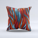 Red Orange and Blue Vector Strands ink-Fuzed Decorative Throw Pillow