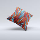 Red Orange and Blue Vector Strands ink-Fuzed Decorative Throw Pillow