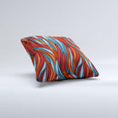 Red Orange and Blue Vector Strands ink-Fuzed Decorative Throw Pillow