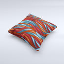Red Orange and Blue Vector Strands ink-Fuzed Decorative Throw Pillow