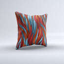 Red Orange and Blue Vector Strands ink-Fuzed Decorative Throw Pillow