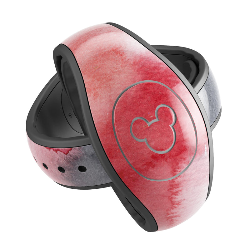 Red Pink 3 Absorbed Watercolor Texture - Decal Skin Wrap Kit for the Disney Magic Band