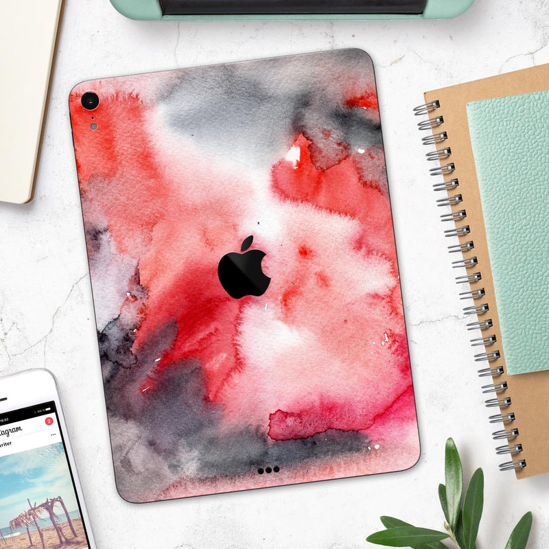 Red Pink 3 Absorbed Watercolor Texture - Full Body Skin Decal for the Apple iPad Pro 12.9", 11", 10.5", 9.7", Air or Mini (All Models Available)