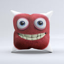 Red Smiling Fuzzy Wuzzy ink-Fuzed Decorative Throw Pillow