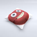 Red Smiling Fuzzy Wuzzy ink-Fuzed Decorative Throw Pillow