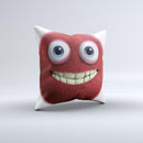Red Smiling Fuzzy Wuzzy ink-Fuzed Decorative Throw Pillow