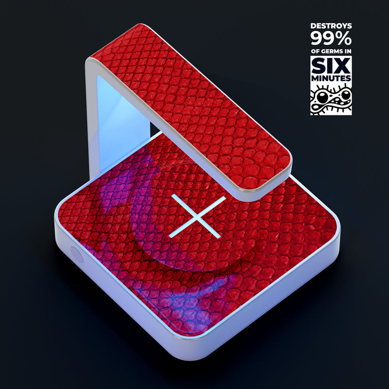 Red Snake Skin Pattern V3 UV Germicidal Sanitizing Sterilizing Wireless Smart Phone Screen Cleaner + Charging Station