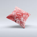 Red Splotted Paint Texture ink-Fuzed Decorative Throw Pillow