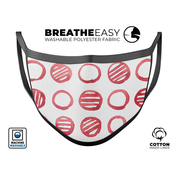 Red Striped Polka Dots - Made in USA Mouth Cover Unisex Anti-Dust Cotton Blend Reusable & Washable Face Mask with Adjustable Sizing for Adult or Child