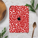Red Vector Floral Sprout - Full Body Skin Decal for the Apple iPad Pro 12.9", 11", 10.5", 9.7", Air or Mini (All Models Available)