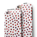 Red Watercolor Dots over White iPhone 6/6s or 6/6s Plus 2-Piece Hybrid INK-Fuzed Case