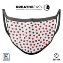 Red Watercolor Dots over White - Made in USA Mouth Cover Unisex Anti-Dust Cotton Blend Reusable & Washable Face Mask with Adjustable Sizing for Adult or Child