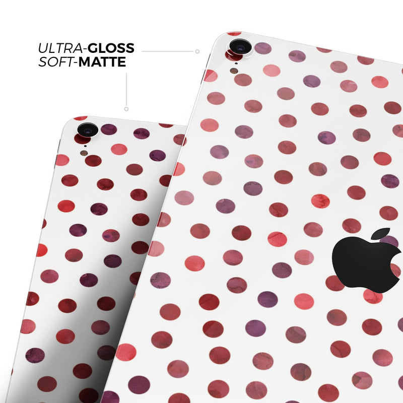 Red Watercolor Dots over White - Full Body Skin Decal for the Apple iPad Pro 12.9", 11", 10.5", 9.7", Air or Mini (All Models Available)
