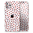 Red Watercolor Dots over White - Vinyl Skin Wrap for iPhone 17 Pro Max, 17 Pro, 17 Air, 17, 16 & All Models — Soft Matte or Ultra Gloss