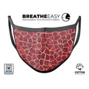 Red Watercolor Giraffe Pattern - Made in USA Mouth Cover Unisex Anti-Dust Cotton Blend Reusable & Washable Face Mask with Adjustable Sizing for Adult or Child