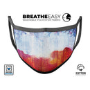 Red White & Blue Paint Splotches - Made in USA Mouth Cover Unisex Anti-Dust Cotton Blend Reusable & Washable Face Mask with Adjustable Sizing for Adult or Child