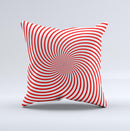 Red & White Hypnotic Swirl ink-Fuzed Decorative Throw Pillow