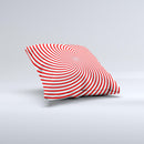 Red & White Hypnotic Swirl ink-Fuzed Decorative Throw Pillow