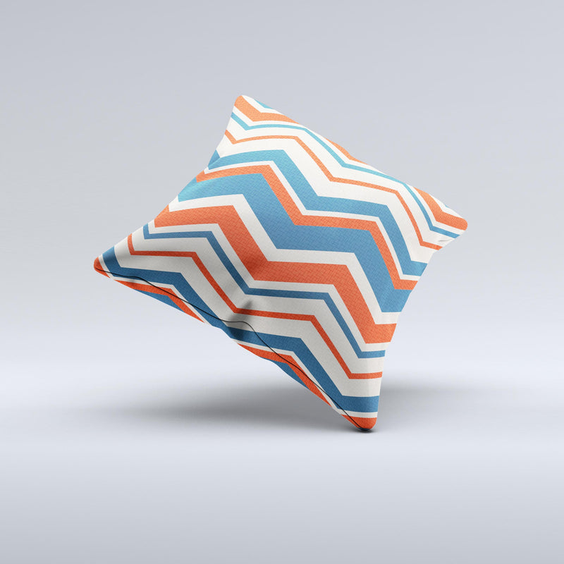 Red White and Blue Textile Chevron Pattern ink-Fuzed Decorative Throw Pillow