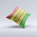 Red Yellow and Green Wood Planks ink-Fuzed Decorative Throw Pillow