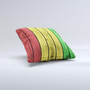 Red Yellow and Green Wood Planks ink-Fuzed Decorative Throw Pillow
