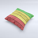 Red Yellow and Green Wood Planks ink-Fuzed Decorative Throw Pillow